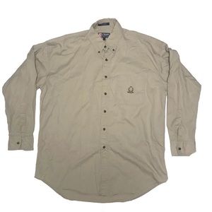 Vtg Chaps Ralph Lauren Men's Tan Button Down